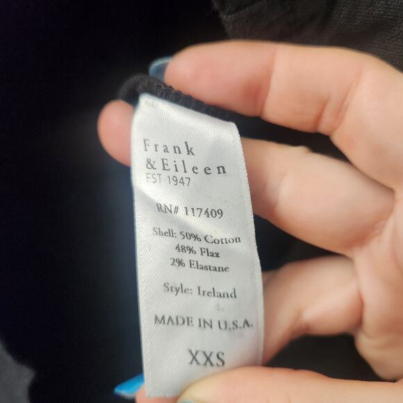 Frank & Eileen Ireland Playsuit XXS Flax Blend Black Minimalist‎ Utility Casual - Picture 5 of 8